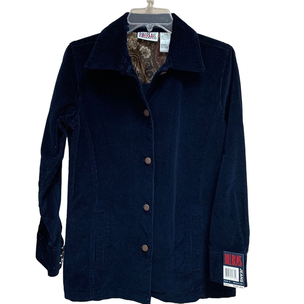 NWT Bill Bass Jeans Navy Corduroy Jacket /Blazer Size M